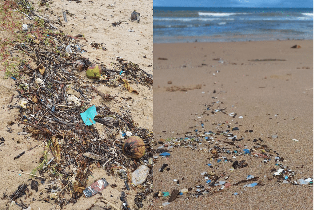 Trash on Atalaia Beach, Aracaju, Sergipe (left) and on Barra Grande Beach, Itaparica Island, Vera Cruz, Bahia.