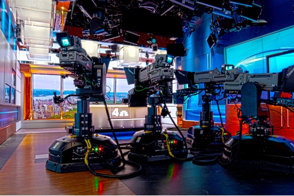 Commercial boradcas network NBC News Studio in New York, US.