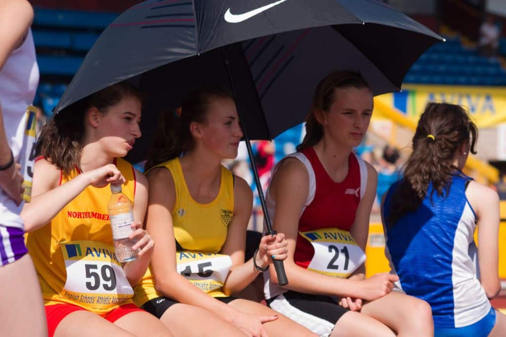 Athletes resting before a race.