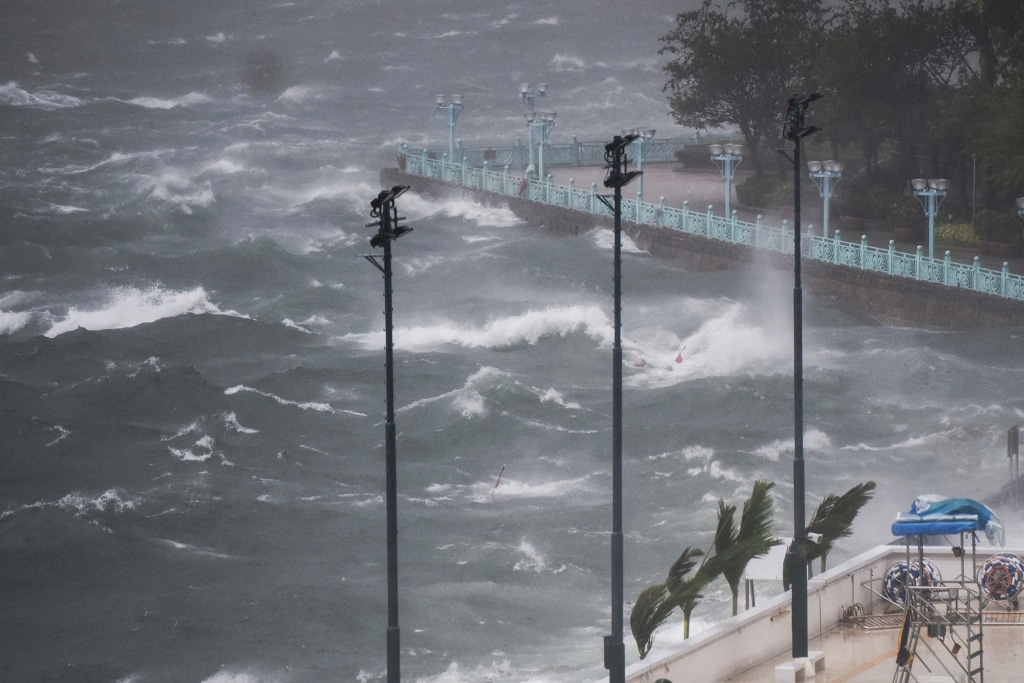 The strong winds of Super Typhoon Hato battered Hong Kong’s Victoria Harbour in August 2017. The storm wreaked havoc on the oyster rafts of Deep Bay, just to the north.