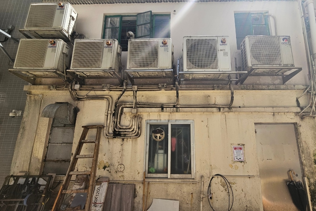 Air conditioning units in Hong Kong's New Territories.