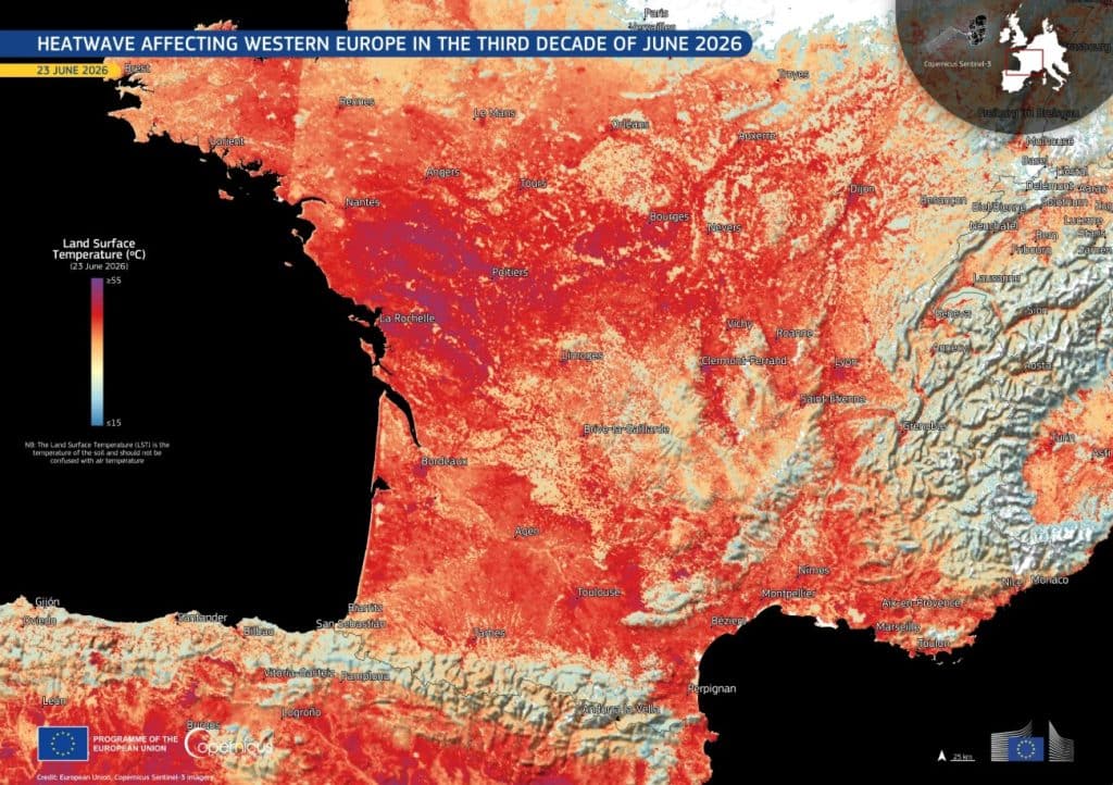 A severe heatwave is currently affecting western Europe, France and Spain being the most affected countries.