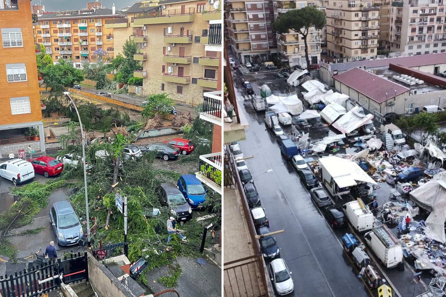 Tornade à Rome : arbres arrachés, voitures détruites et marché local dévasté — les images du désastre