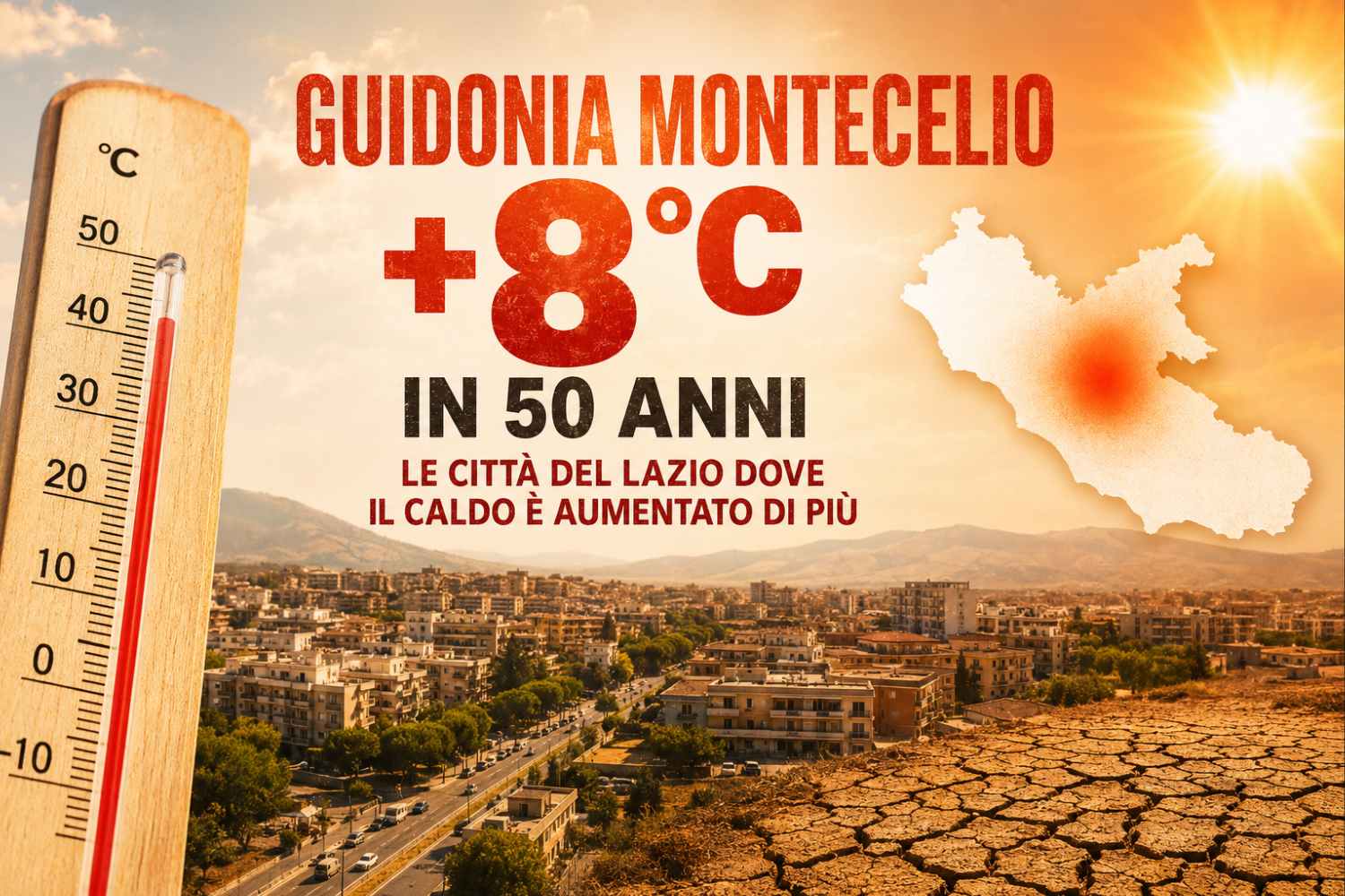 Les communes les plus chaudes du Lazio et la hausse des températures au cours des 50 dernières années