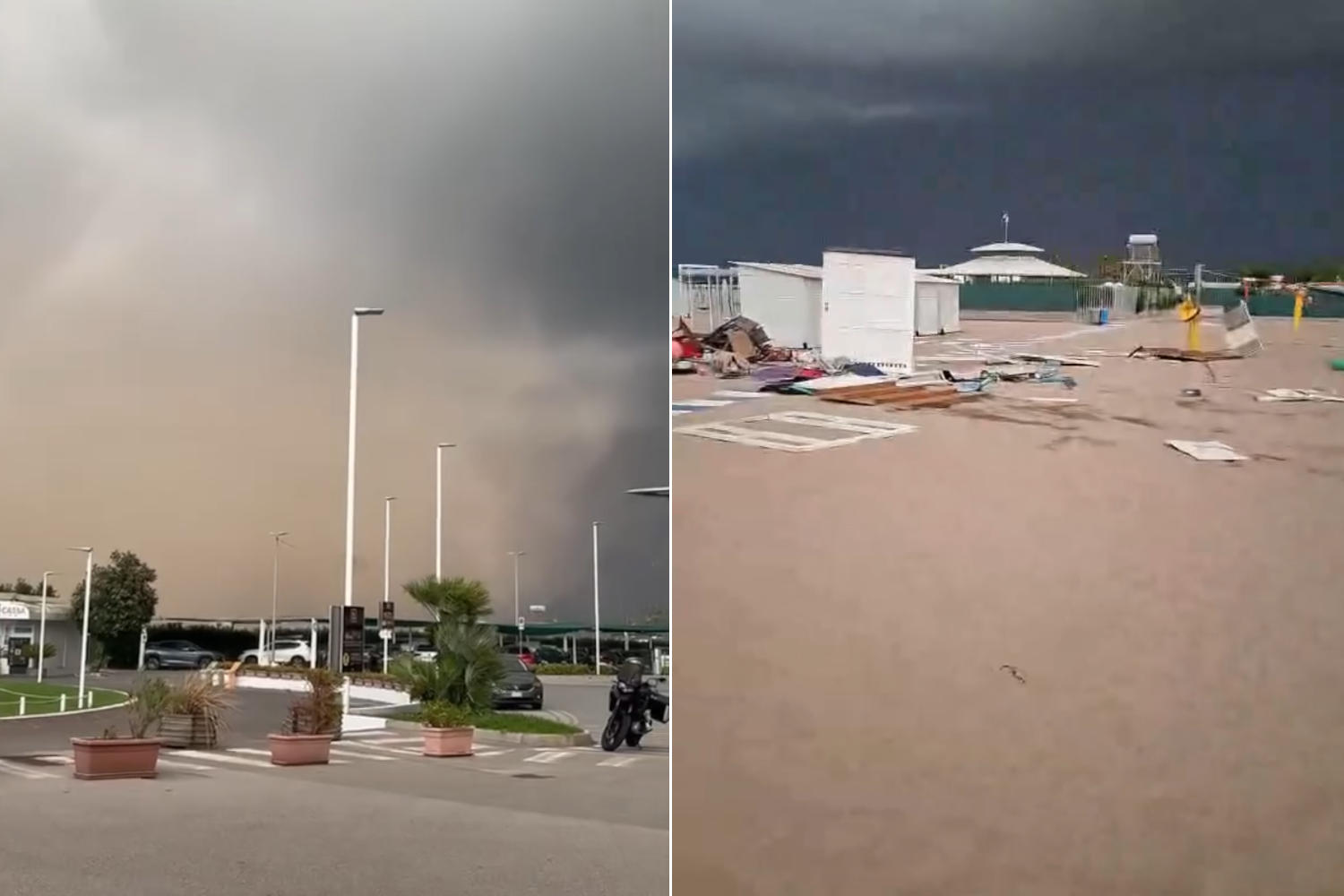 Tornade violente sur le littoral de Chioggia, emportant parasols et transats : les images de la dévastation