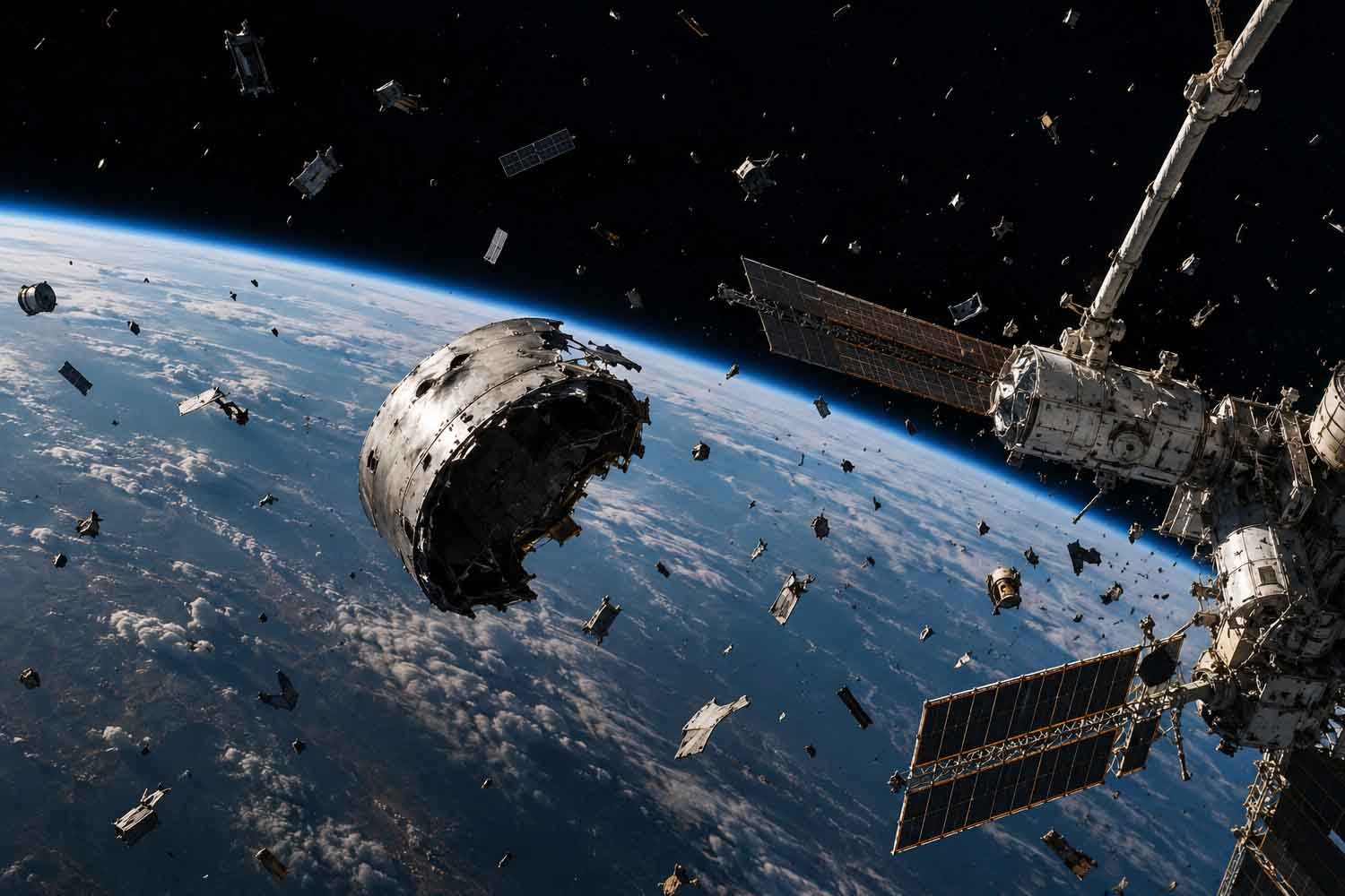 Débris spatiaux autour de la Terre : que deviennent les débris de satellites et de fusées abandonnés ?