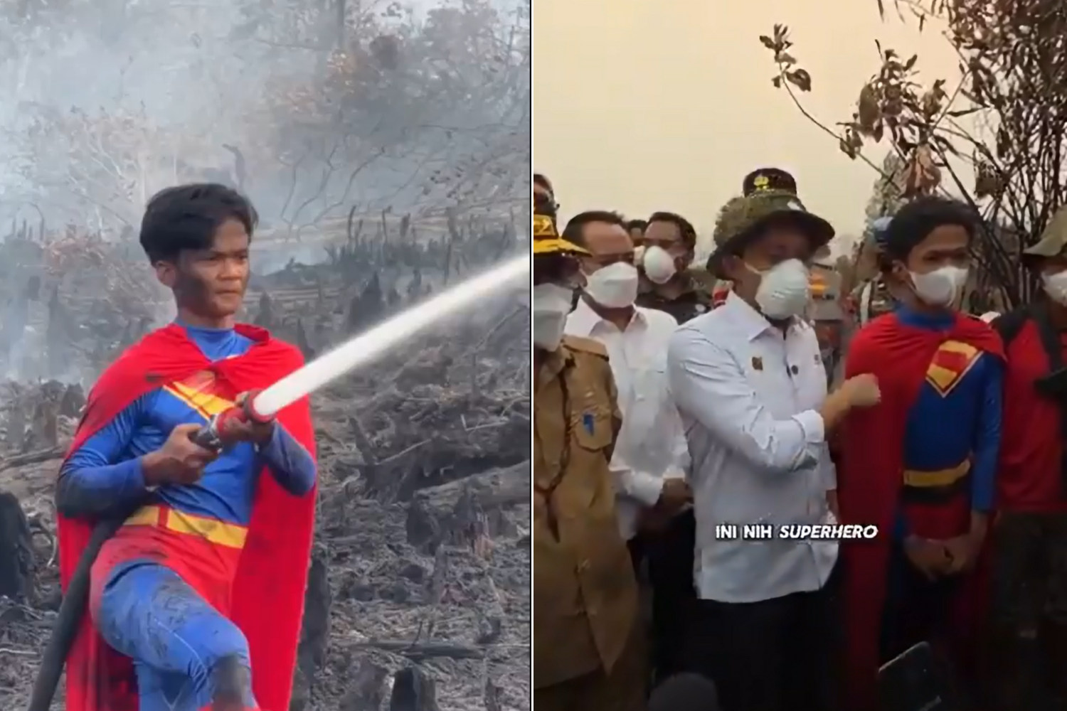 Éteint les incendies en costume de Superman : ce lycéen de 17 ans est devenu le symbole de la lutte contre les incendies criminels en Indonésie