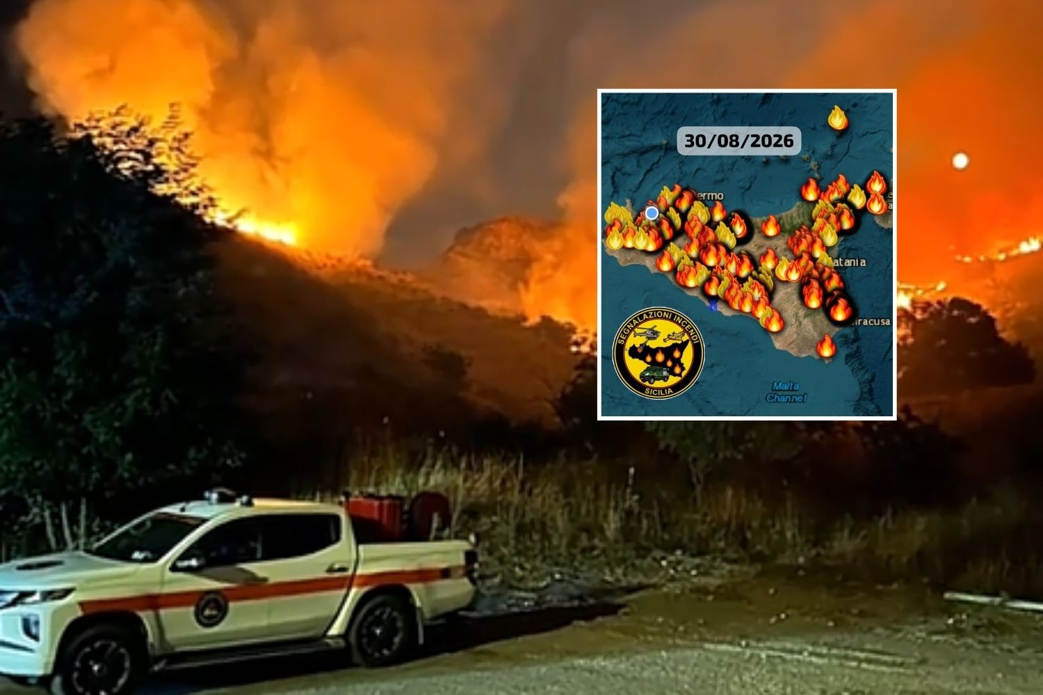 Incendies en Sicile : le feu dévore l’île, aucune province n’est épargnée — je vous raconte l’urgence des incendies (ignorée)