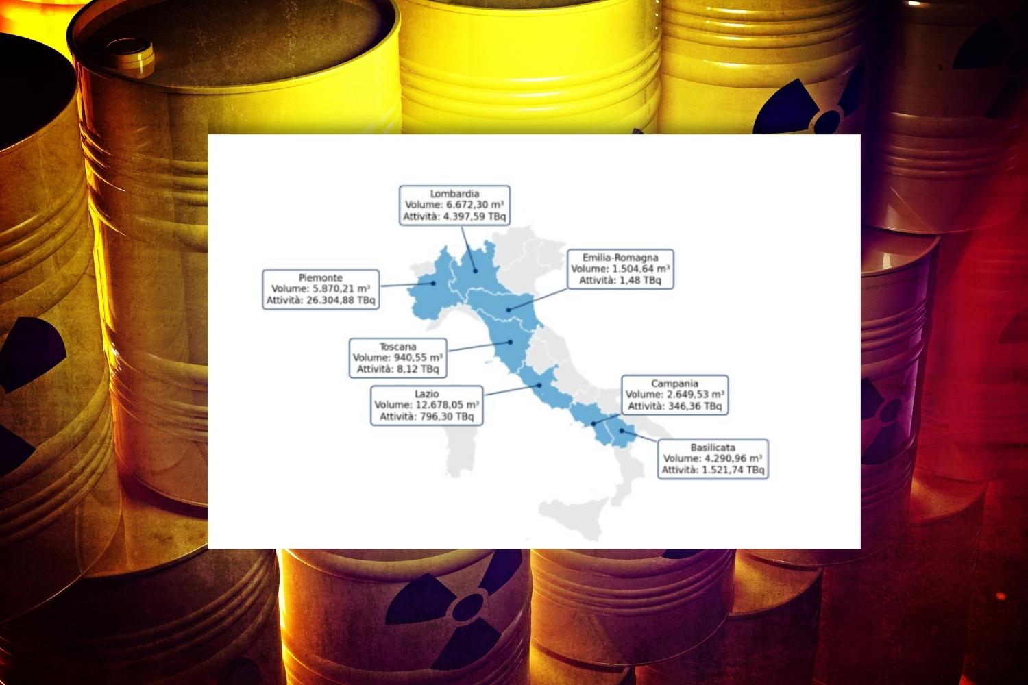 Déchets radioactifs en hausse en Italie : le Latium concentre plus d’un tiers du total, carte mise à jour